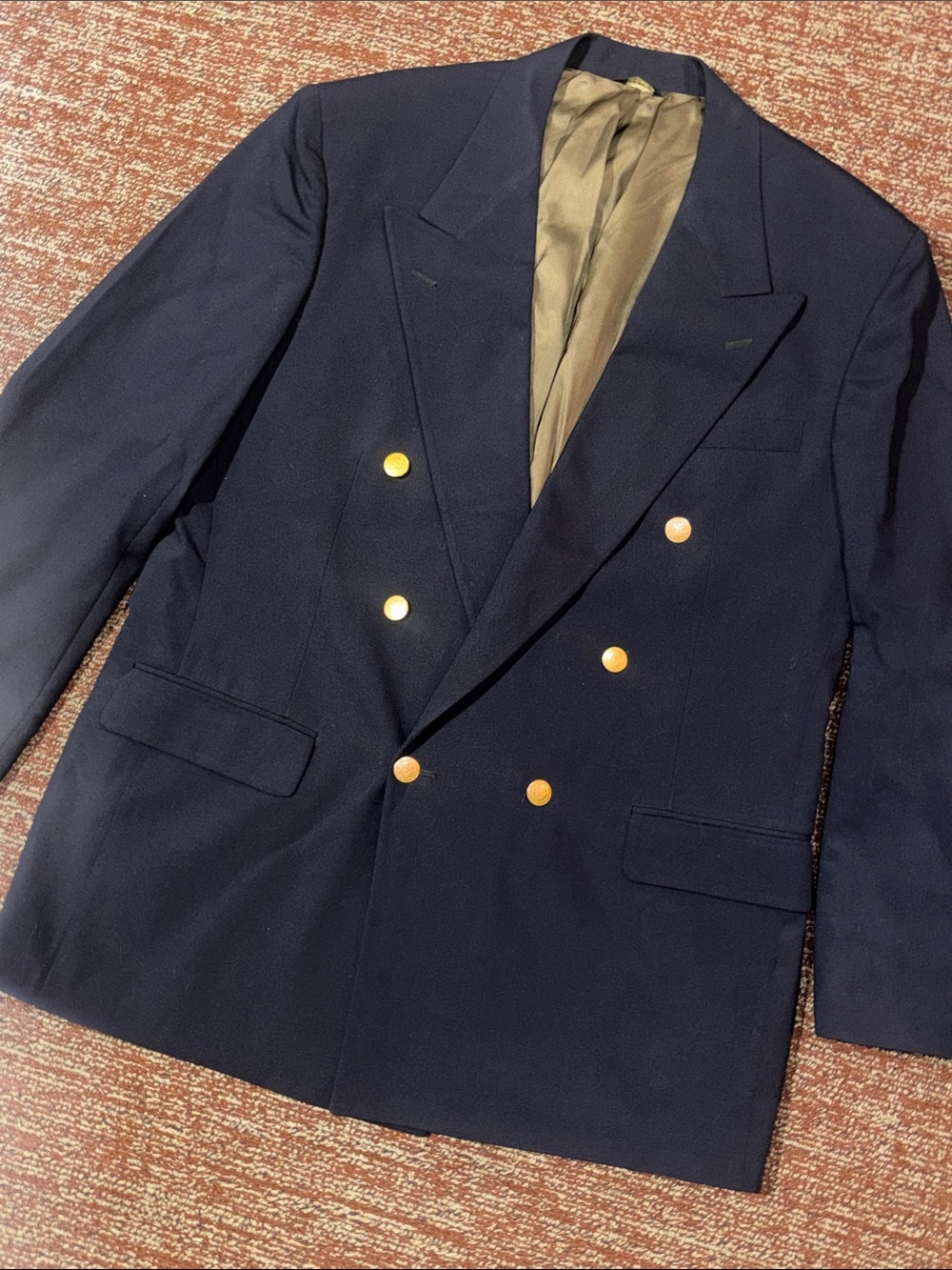 Vintage Bill Blass Navy double breasted wool blazer gold button preppy nautical